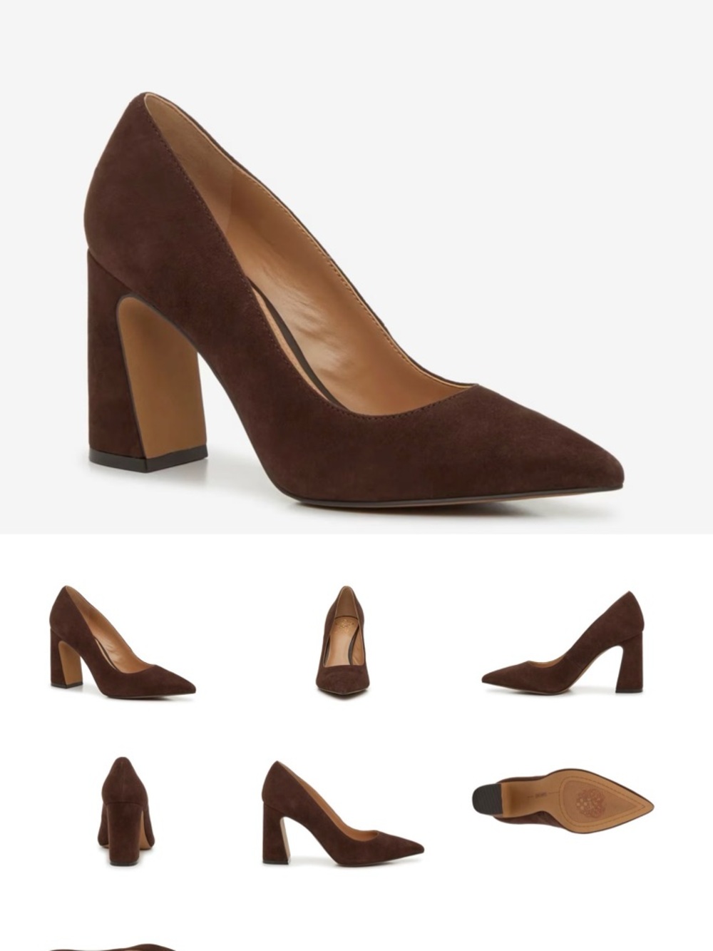 Vince Camuto Black Suede Pointed-Toe Block Heel Pump